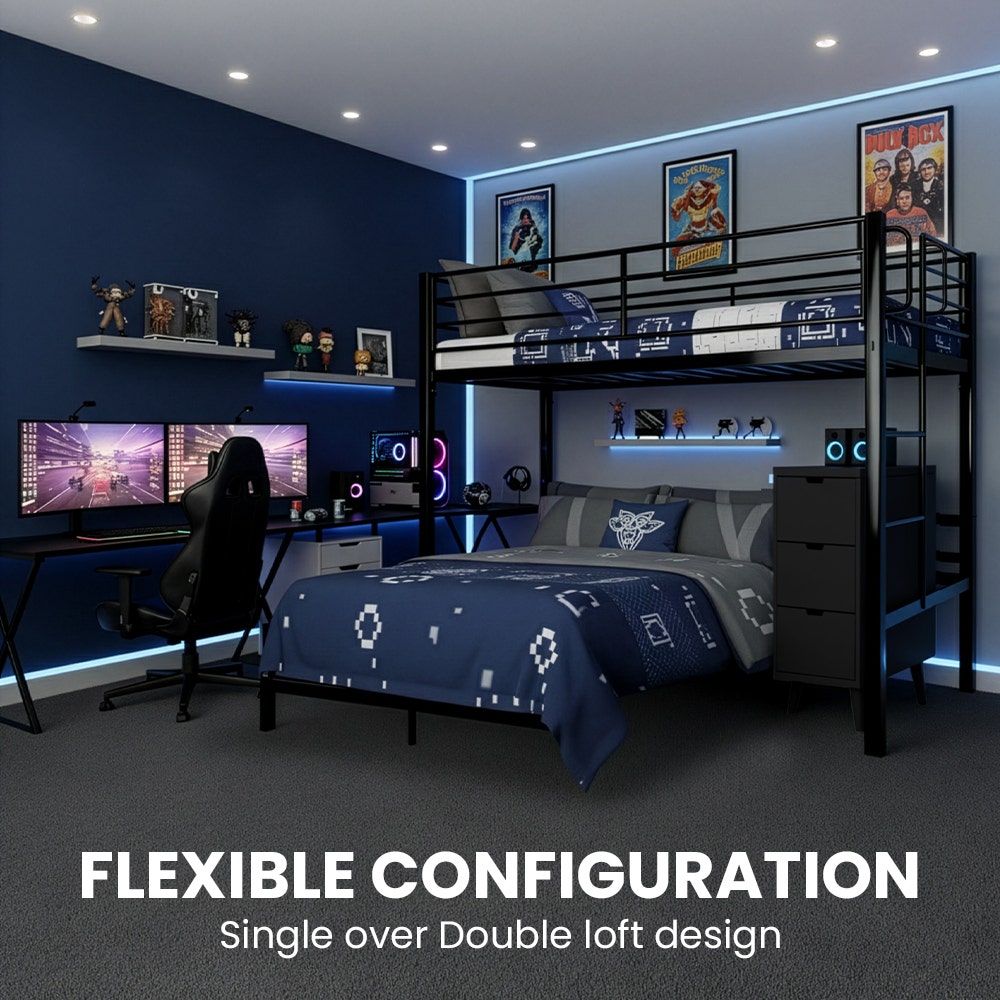 Spoleto Single Loft Bed, Dark Grey