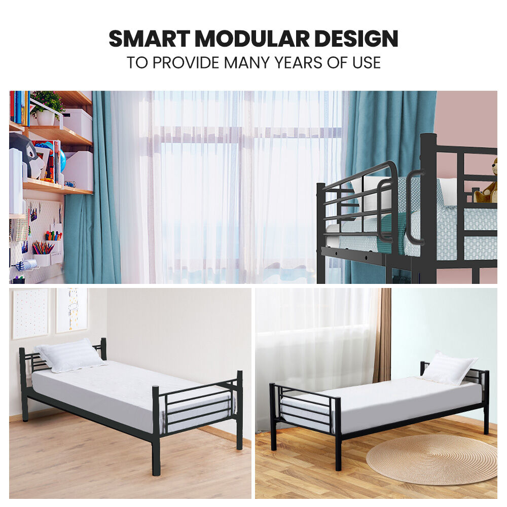 Foligno King Single Bunk Bed, Dark Grey