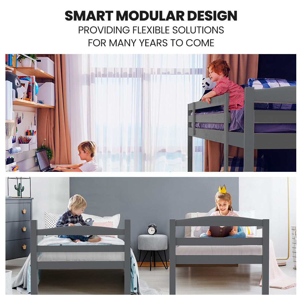 Cascia Single Bunk Bed, Grey