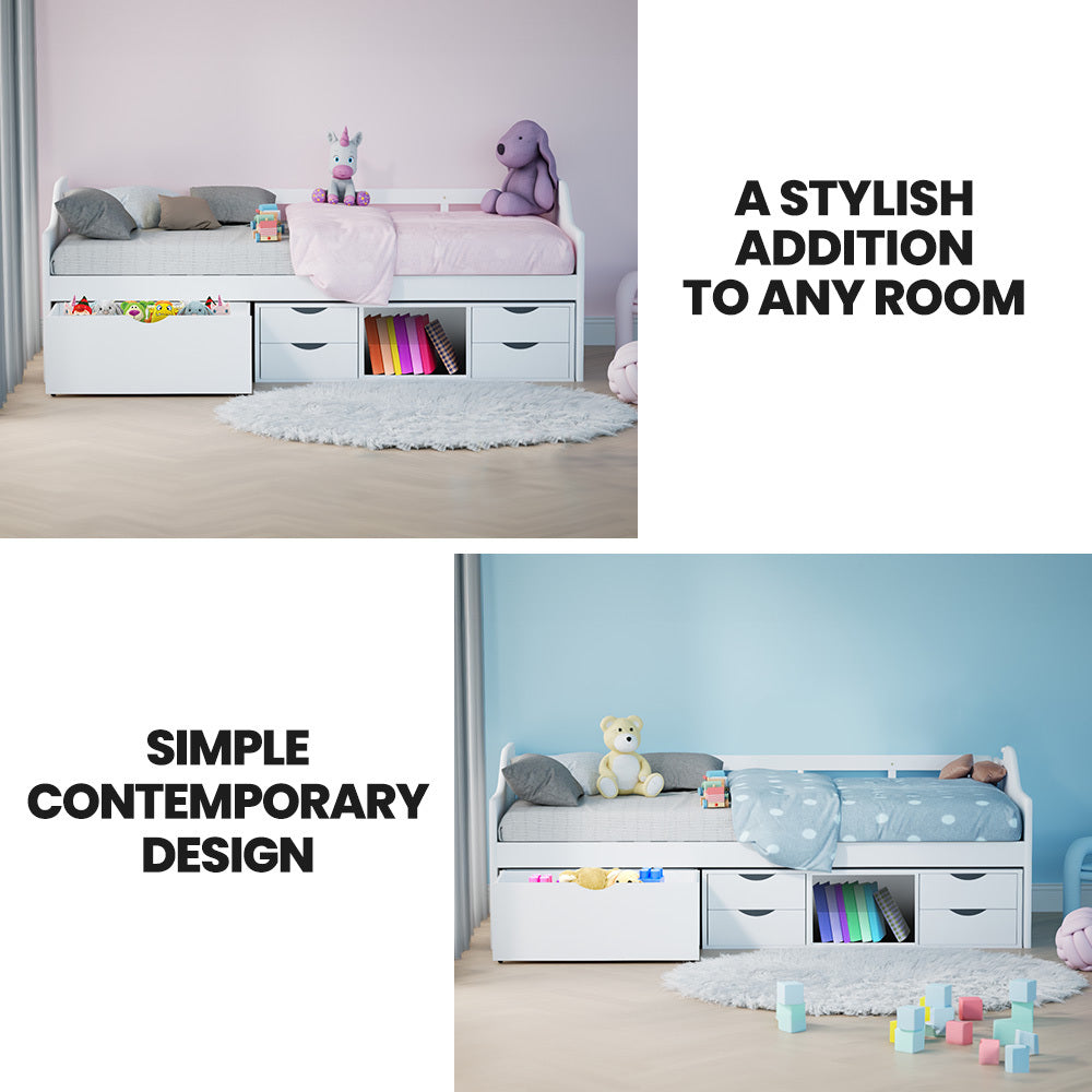 Bagnoregio Single Bed Frame, White