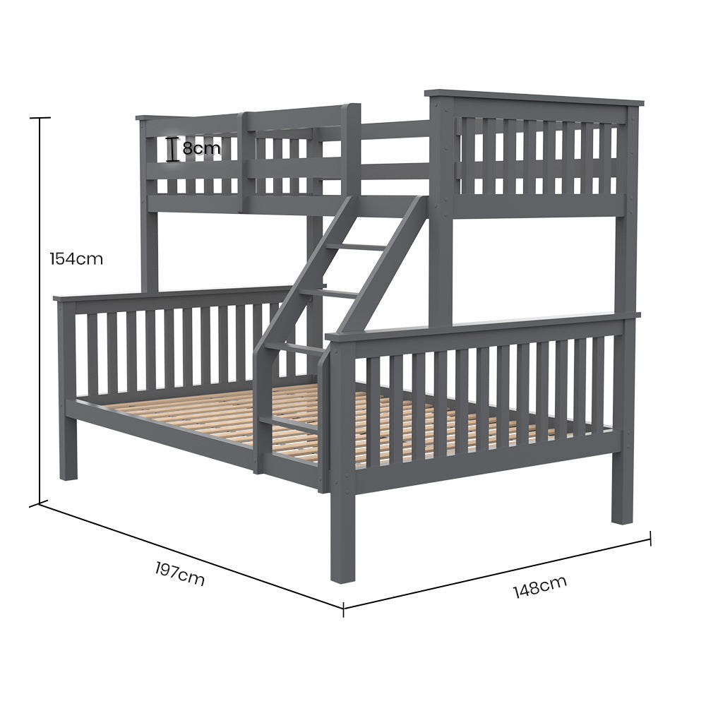 Amelia Single Bunk Bed, Grey