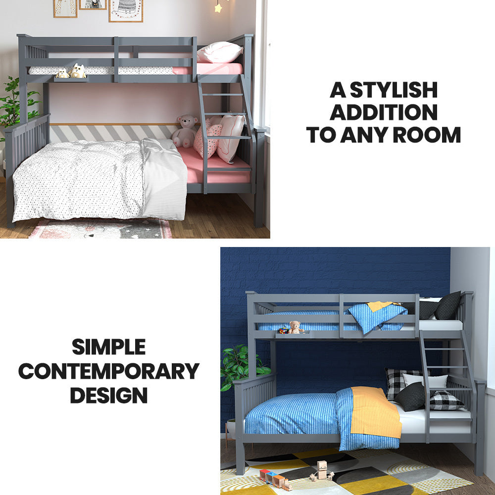 Amelia Single Bunk Bed, Grey