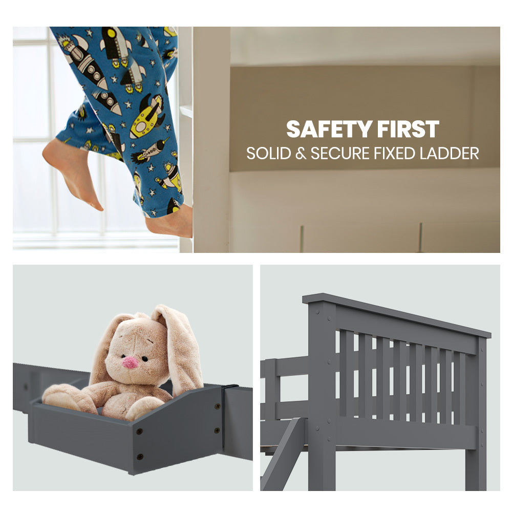 Amelia Single Bunk Bed, Grey