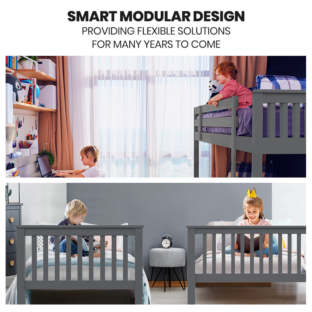 Amelia Single Bunk Bed, Grey
