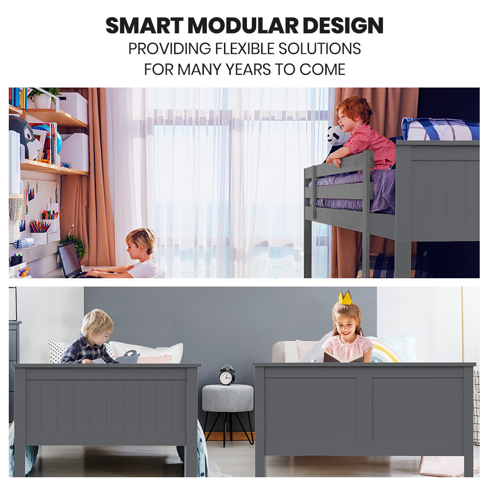Narni Single Bunk Bed, Grey