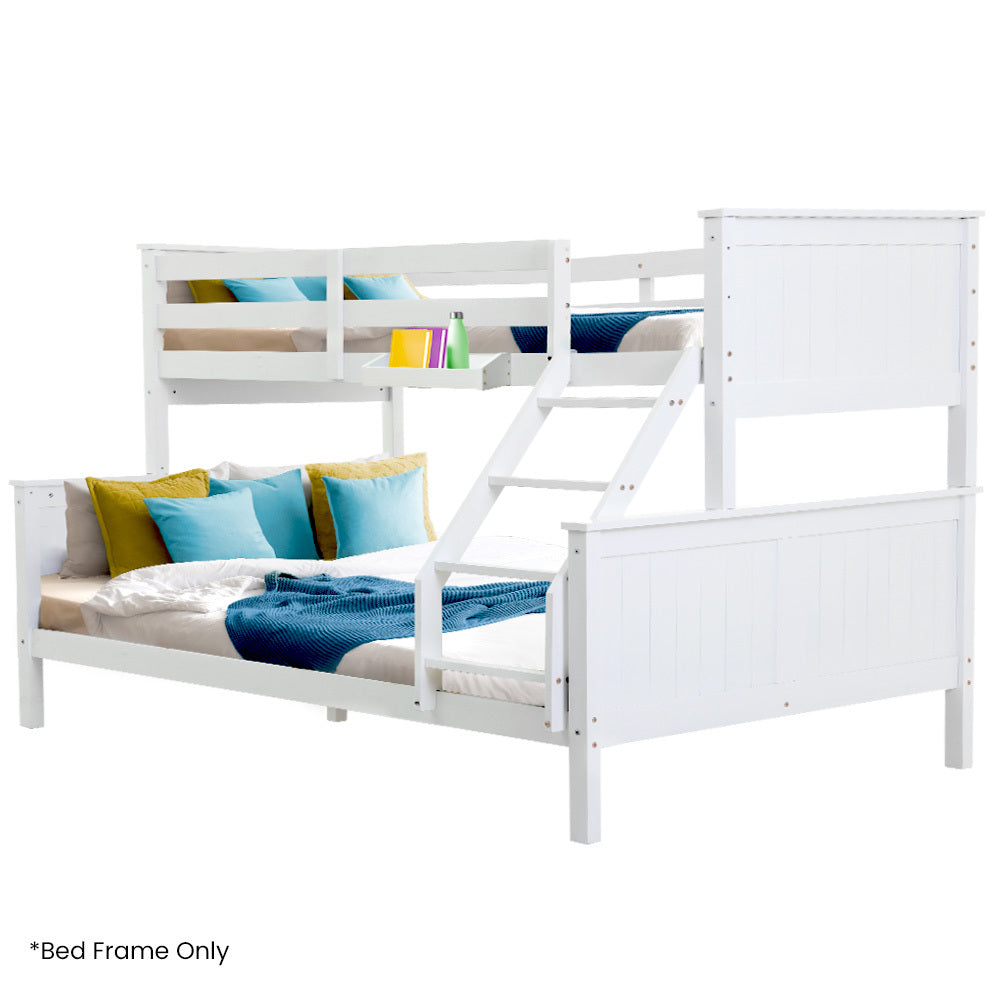 Narni White Single Bunk Bed frame in a modern bedroom