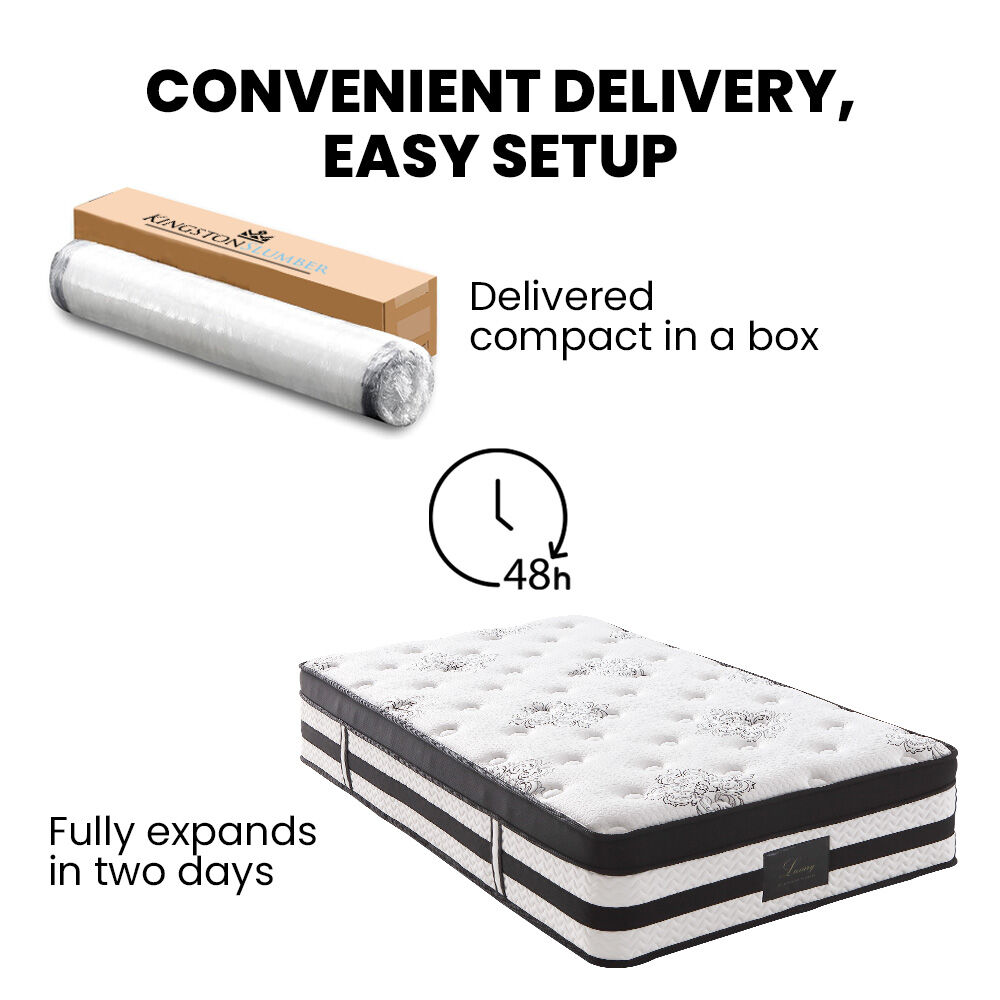 KINGSTON SLUMBER Luxury 34cm Mattress, Medium Firm, Euro Top, 5-Zone Pocket Spring Foam