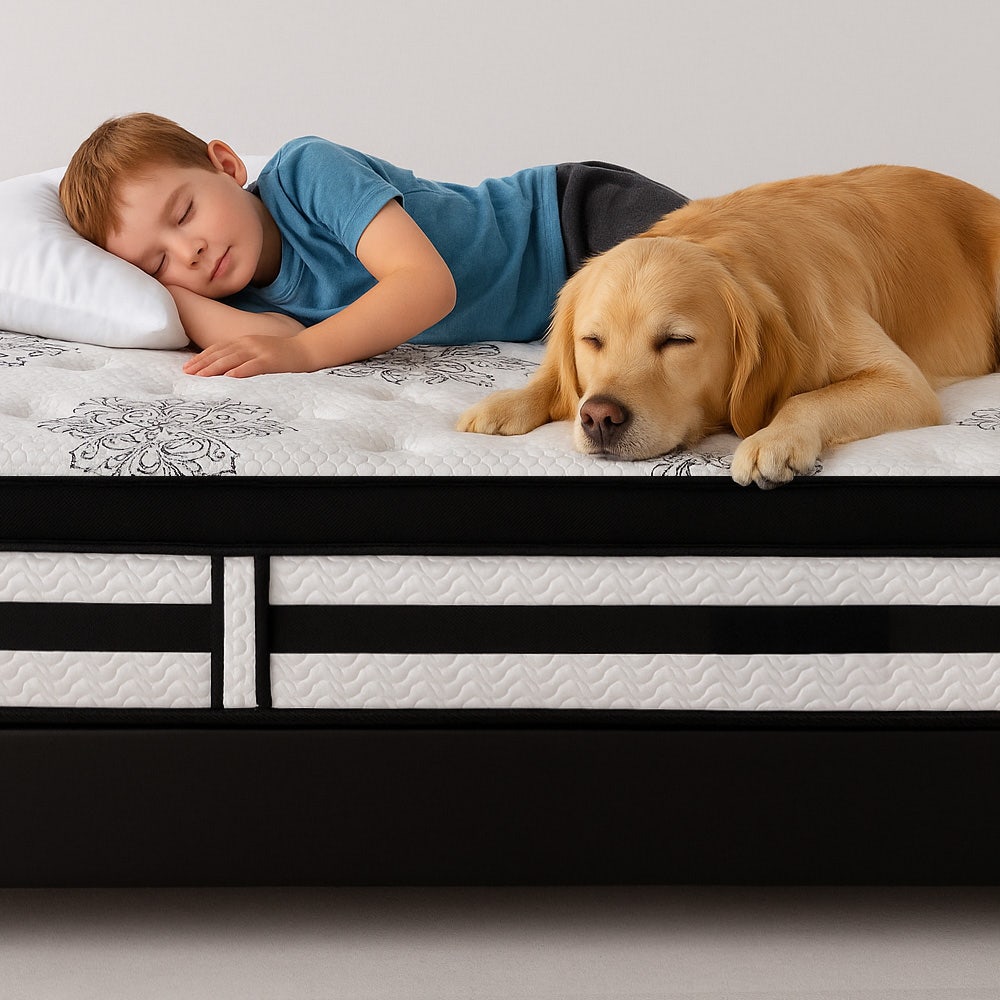 KINGSTON SLUMBER Luxury 34cm Mattress, Medium Firm, Euro Top, 5-Zone Pocket Spring Foam