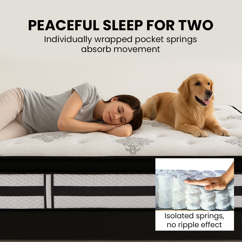 KINGSTON SLUMBER Luxury 34cm Mattress, Medium Firm, Euro Top, 5-Zone Pocket Spring Foam