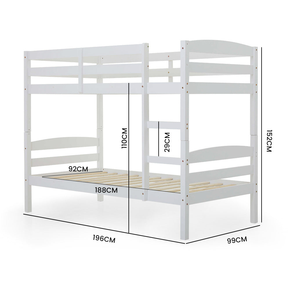 Montefalco Single Bunk Bed, White
