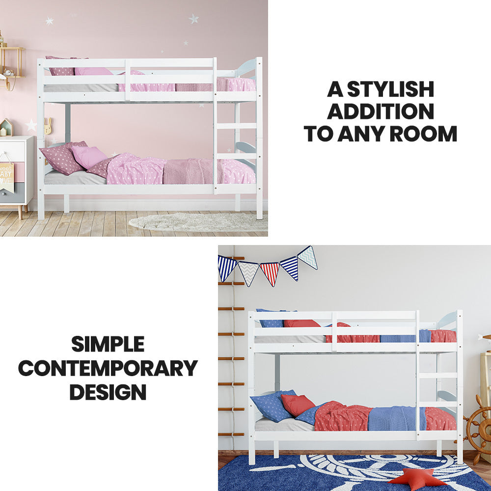 Montefalco Single Bunk Bed, White