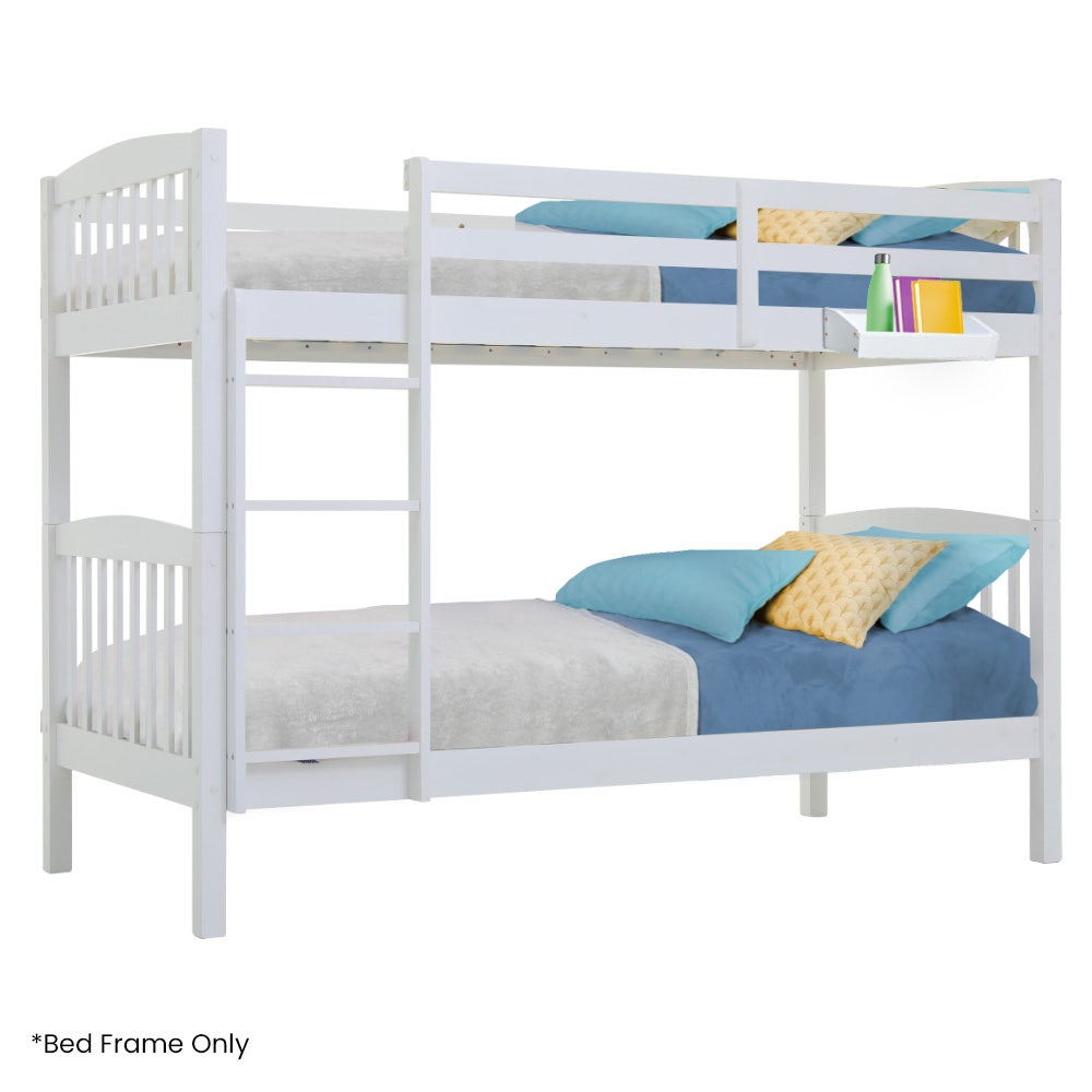Spello White Single Bunk Bed frame in a modern bedroom