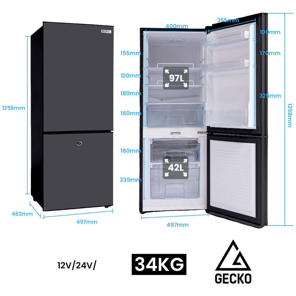 Portable Fridge Freezer, 139L 12V 24V Black