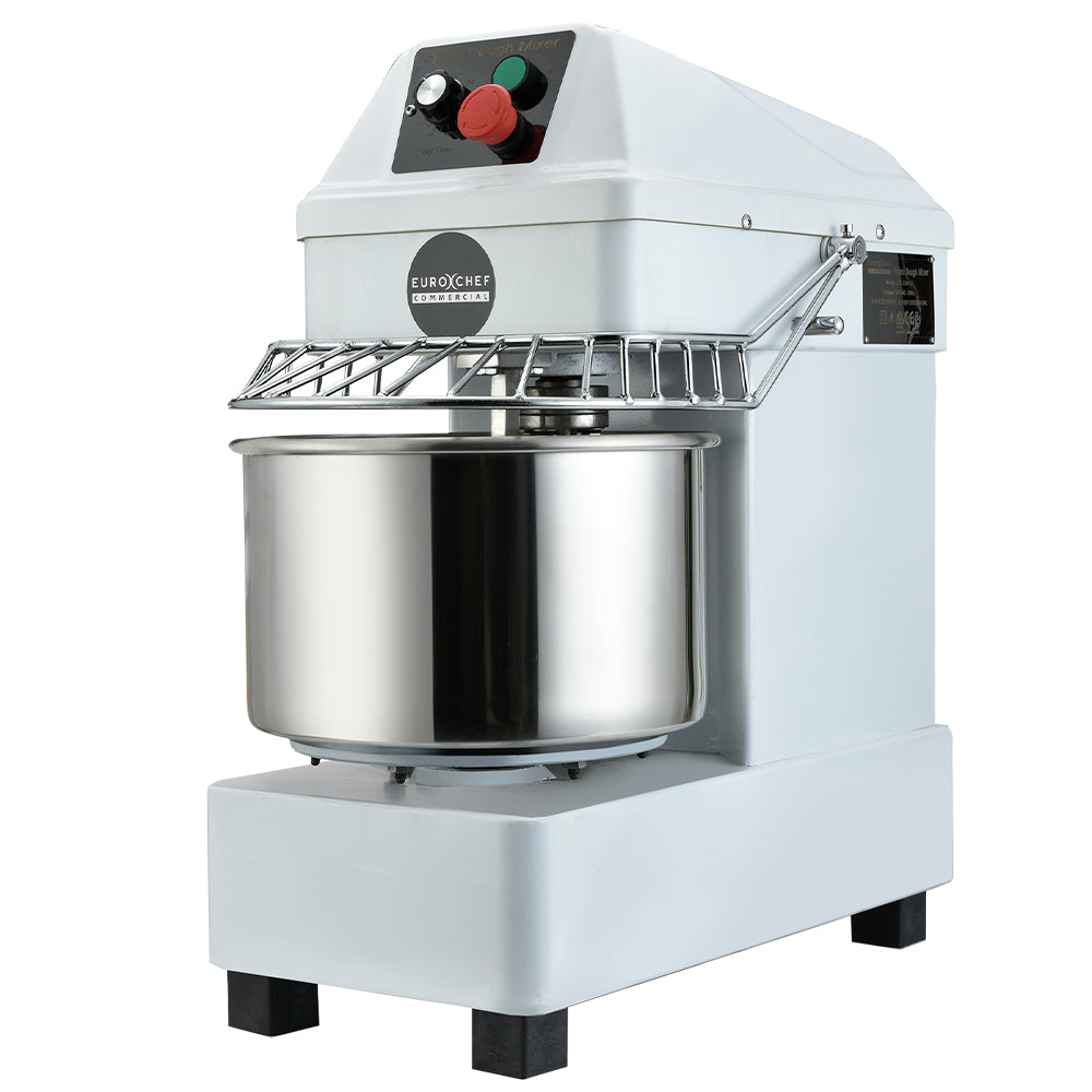 Commercial 10 L spiral dough mixer with 900 W motor and metal body