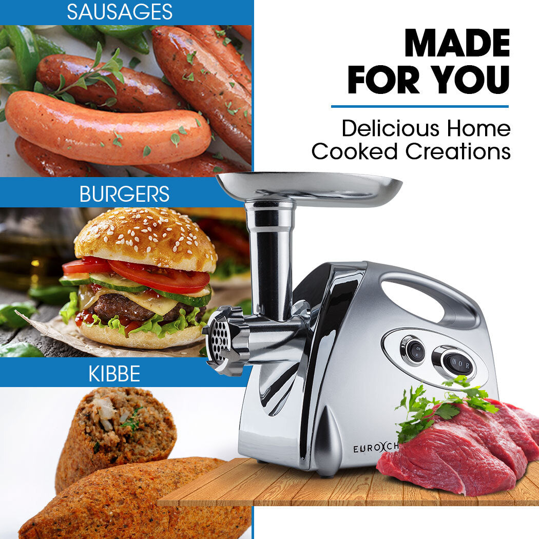 Stainless steel grinding head and blade of the silver electric meat grinder