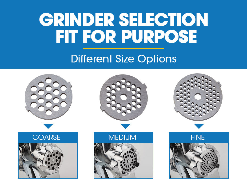 Three metal grinding plates supplied with the electric meat grinder