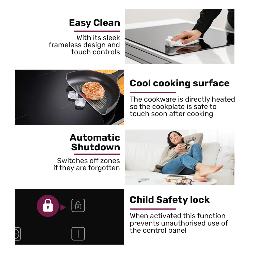 Induction cooktop LED display showing power level and timer settings
