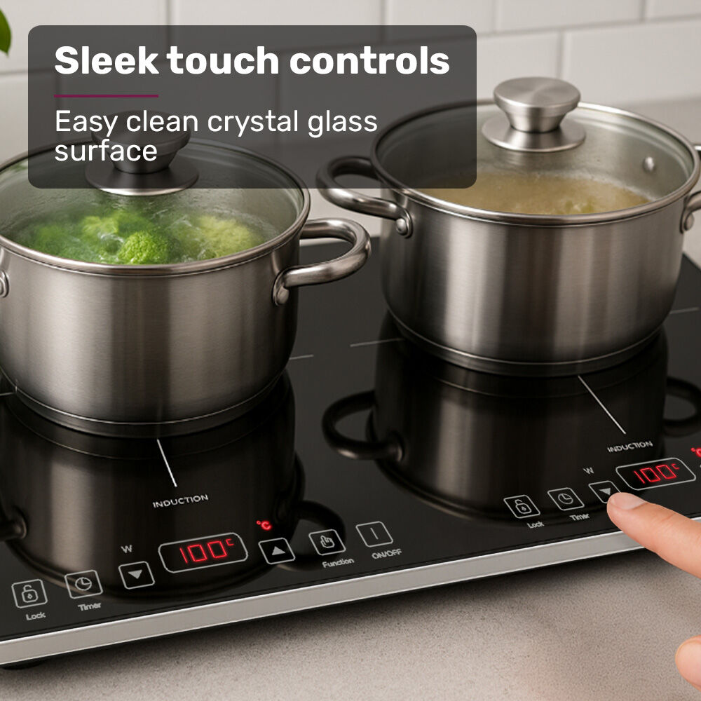 Overhead view of the two zone portable induction cooktop
