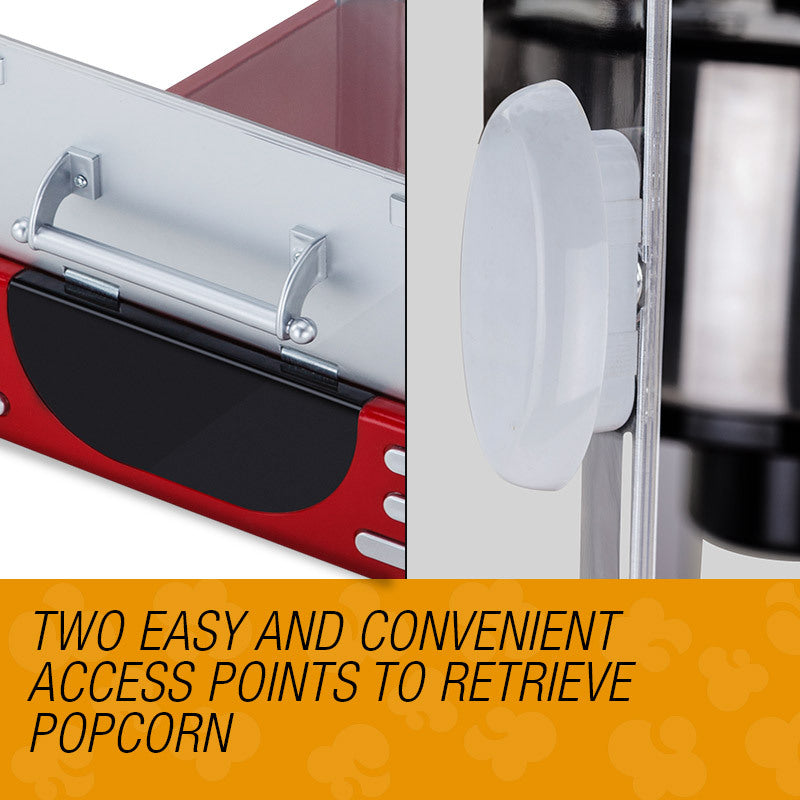 Crank handle used to sweep popcorn out of the machine