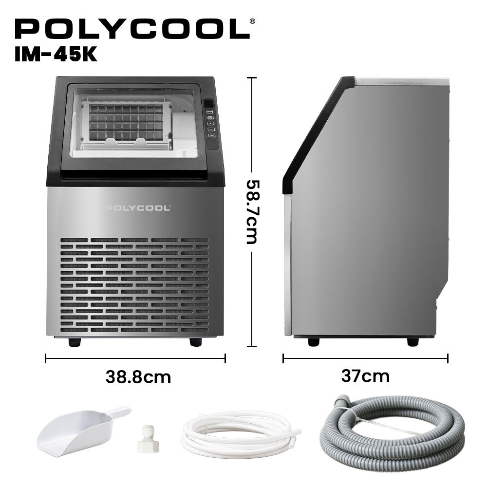 Ice maker dimensions 38.8 cm wide, 37 cm deep and 58.7 cm high