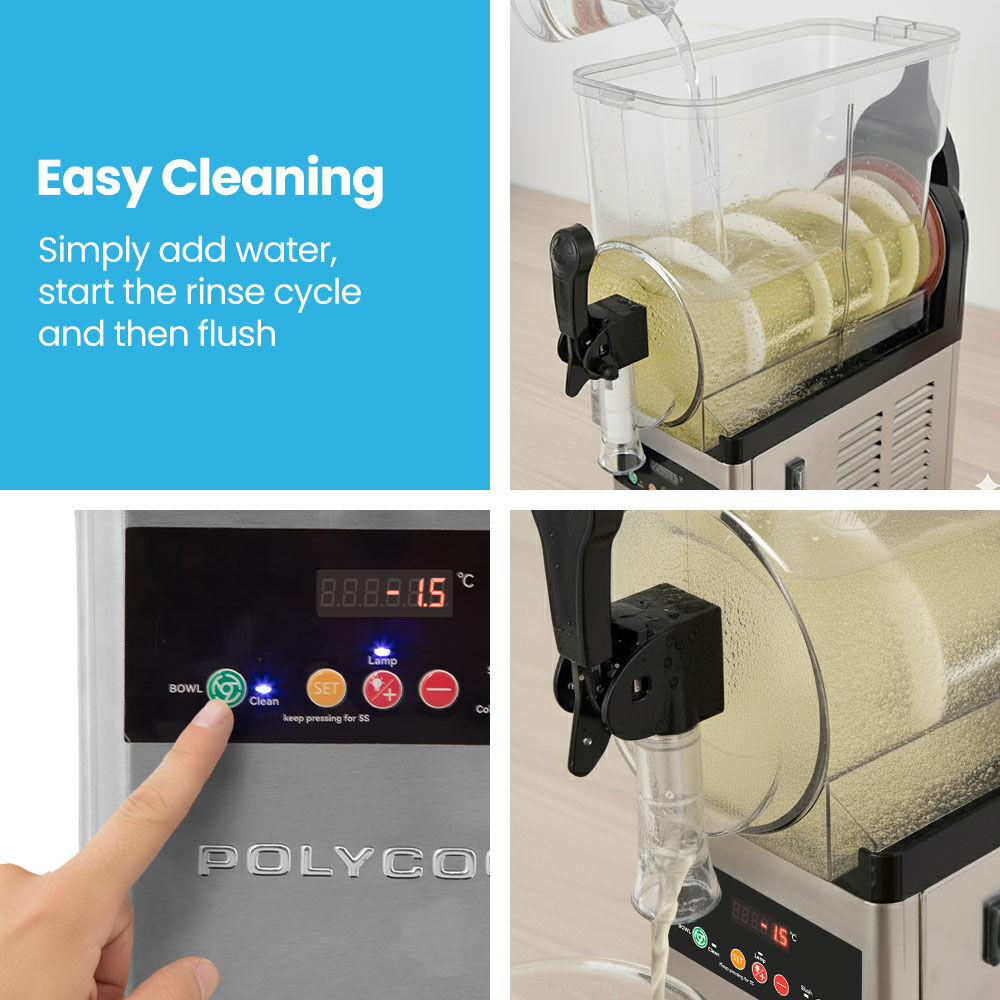 Slush machine dispensing tap and stainless steel side panel