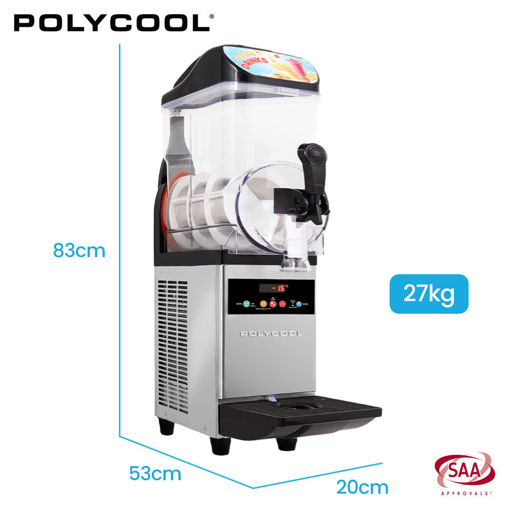 Slush machine dimensions 20 cm wide, 53 cm deep and 83 cm high