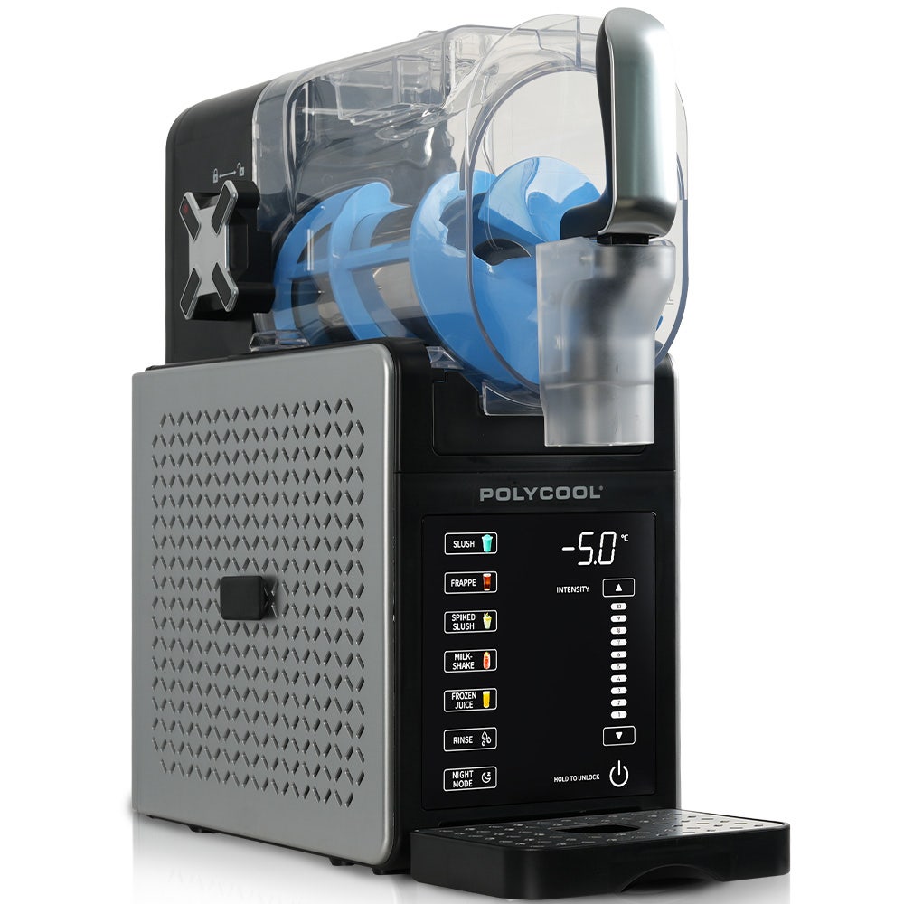 Benchtop slushie maker with 3 L tank and touchscreen control panel