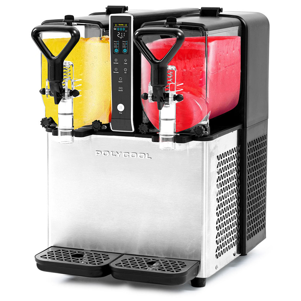 Slush machine with two 3 L tanks and stainless steel body