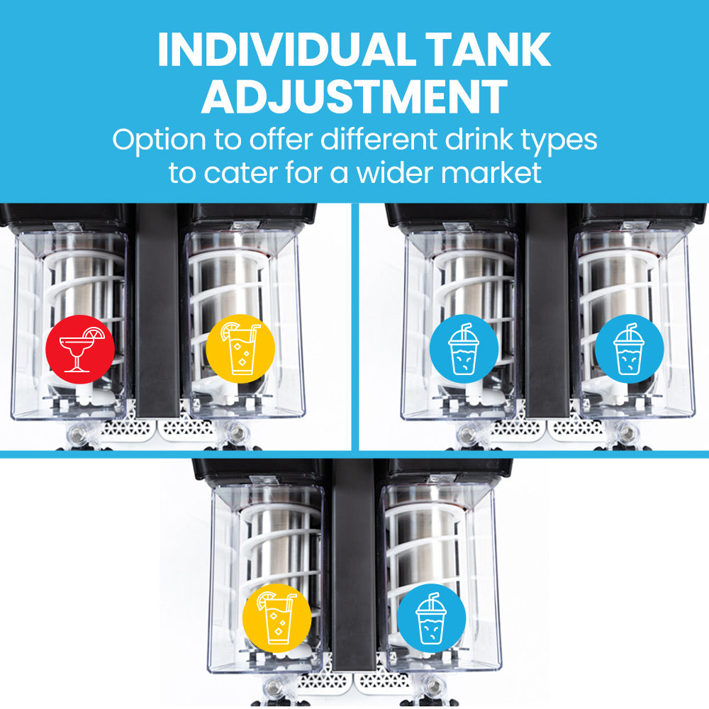 One touch self cleaning control on the double tank slush machine