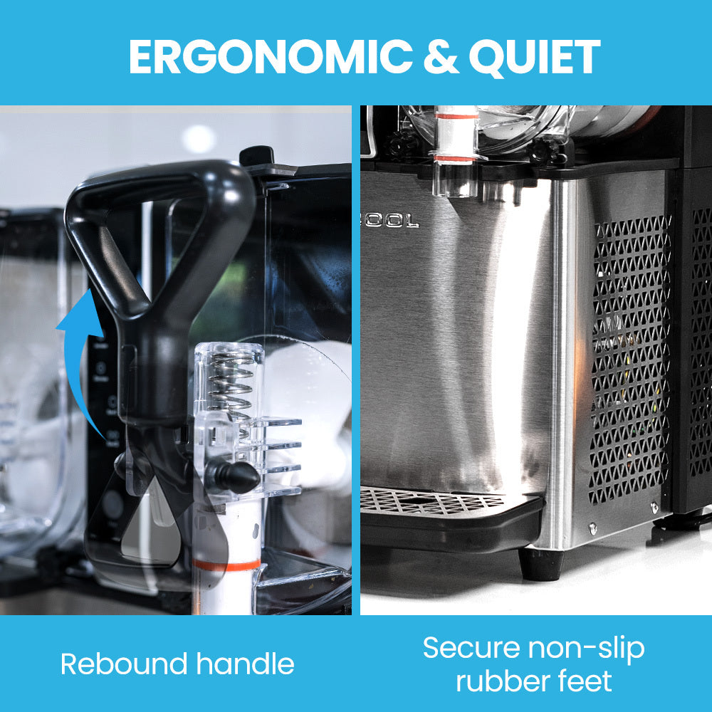 Slush machine dimensions 37 cm wide, 49 cm deep and 55 cm high