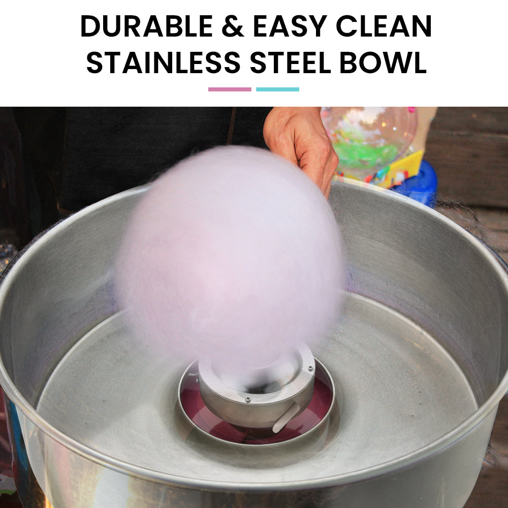 Safety latches and rubber feet on the cotton candy machine