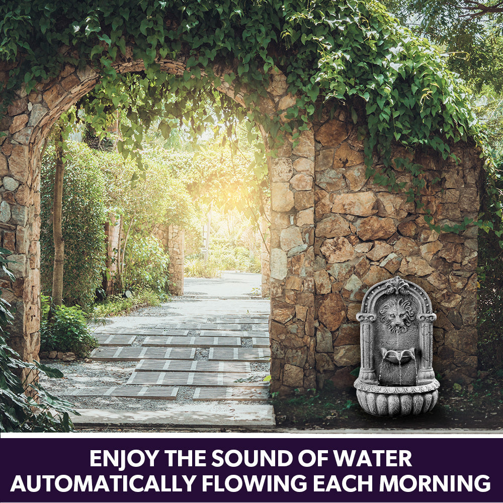 Solar Powered Lion Head Water Feature Fountain