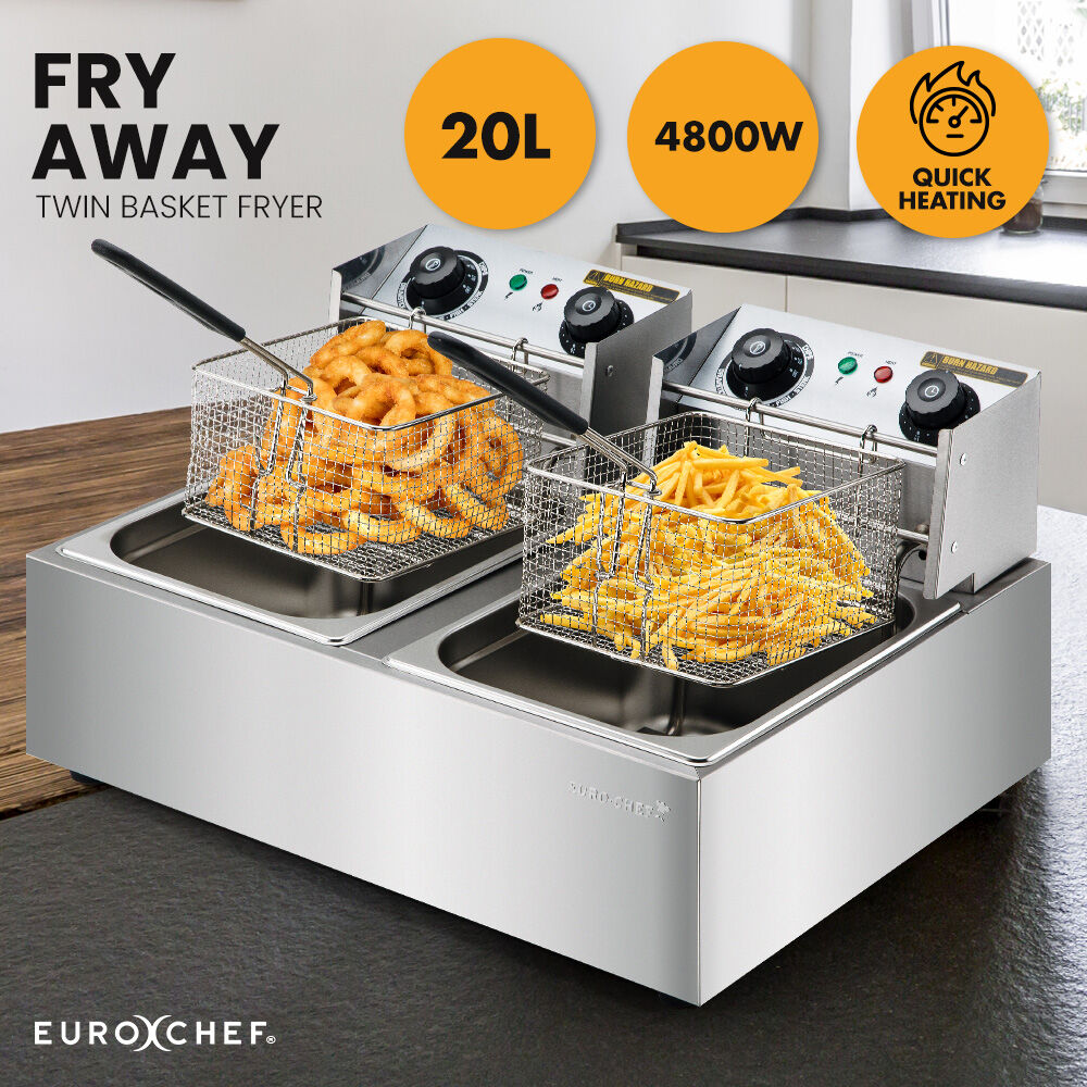 Dimension diagram of the twin tank deep fryer, 58 x 45 x 30 cm