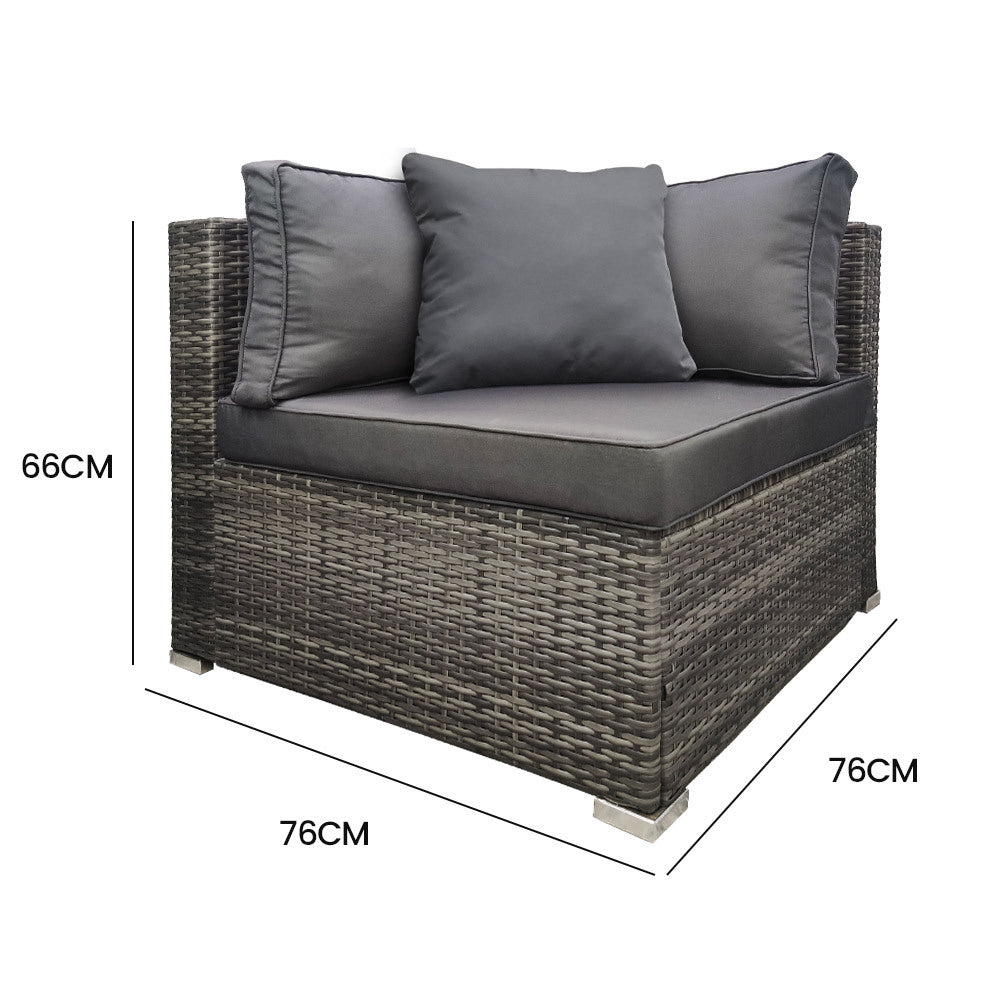 Sarina 1 Seater Outdoor Modular Lounge Chair, Grey Wicker