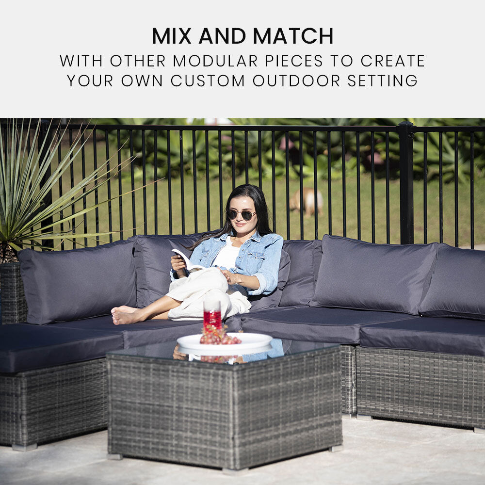 Sarina 1 Seater Outdoor Modular Lounge Chair, Grey Wicker