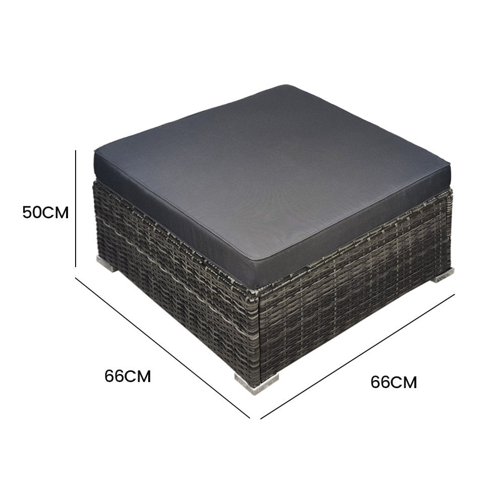 Sarina Outdoor Modular Ottoman, Grey Wicker