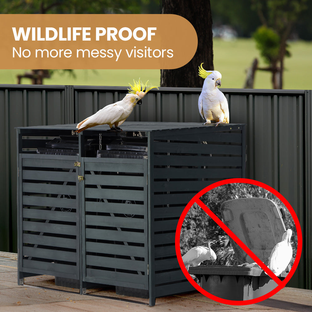 Timber bin enclosure lid open detail