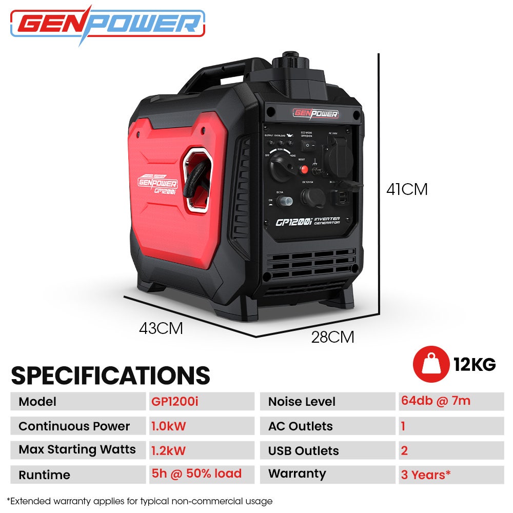 Hofn Inverter Generator, 1.0kW Continuous, Ultra Portable