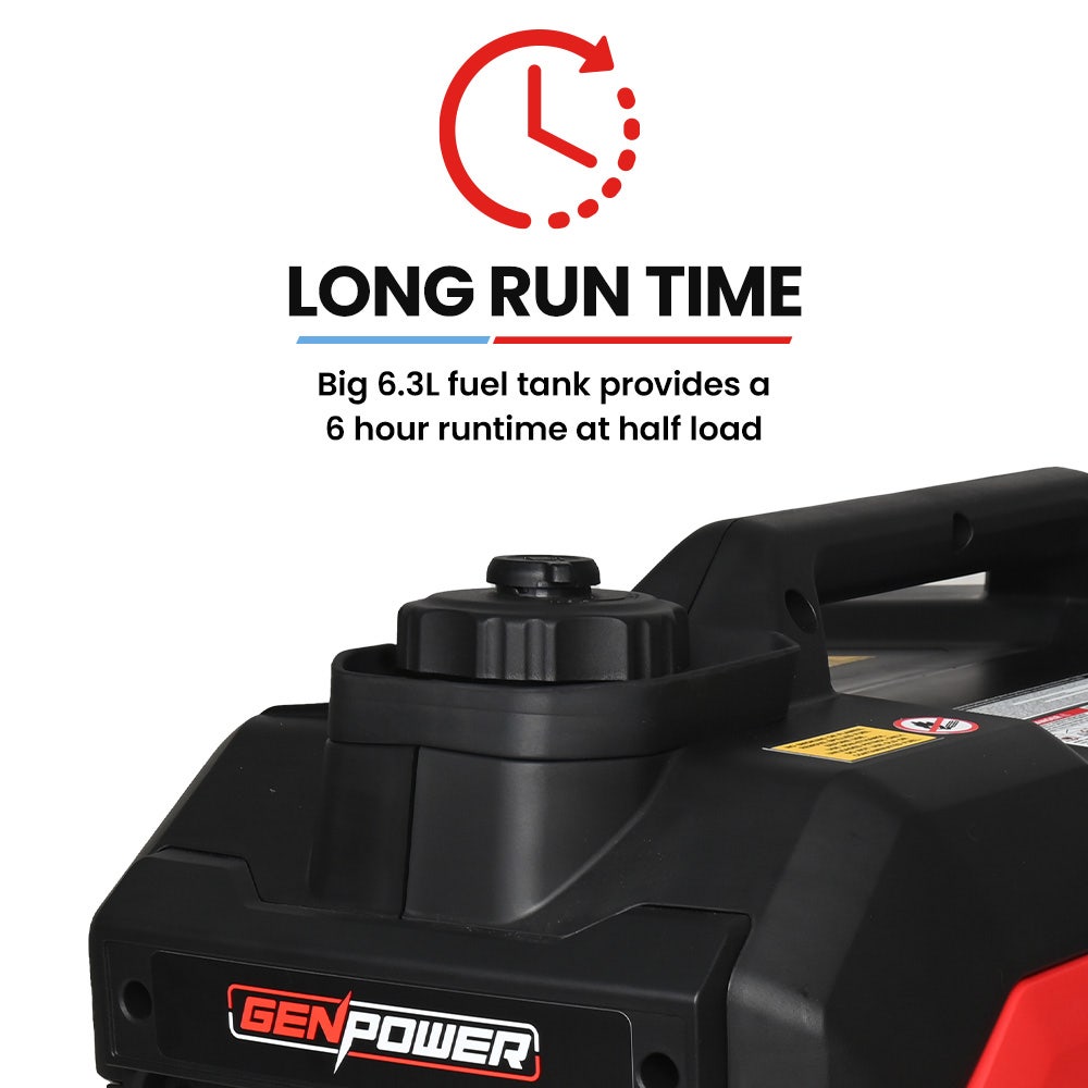 Portable Inverter Generator, 3.5kW Peak 3kW Enclosed Petrol, view 7
