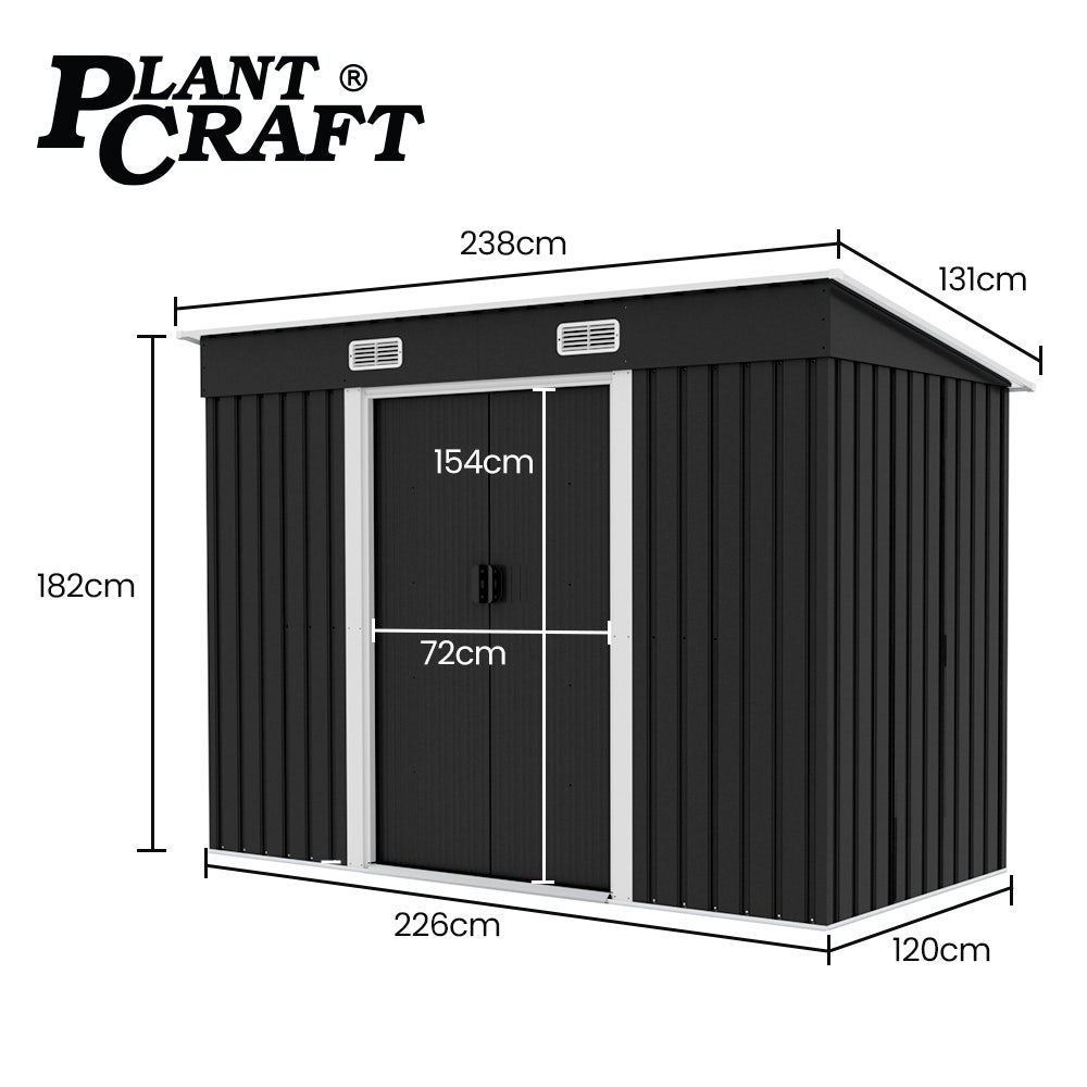 Galvanised steel garden shed in backyard setting