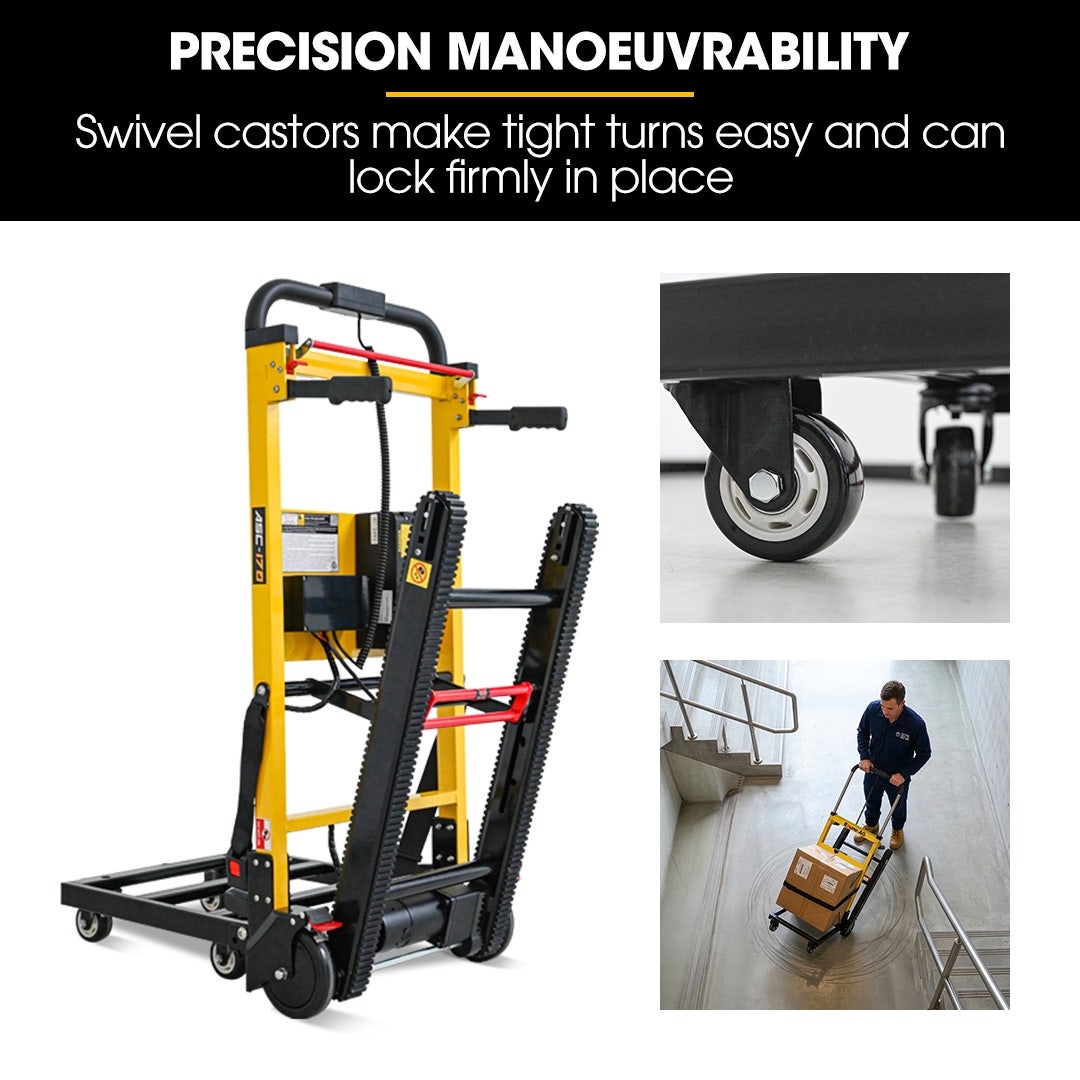 Electric stair climbing hand truck 159kg foldable in yellow