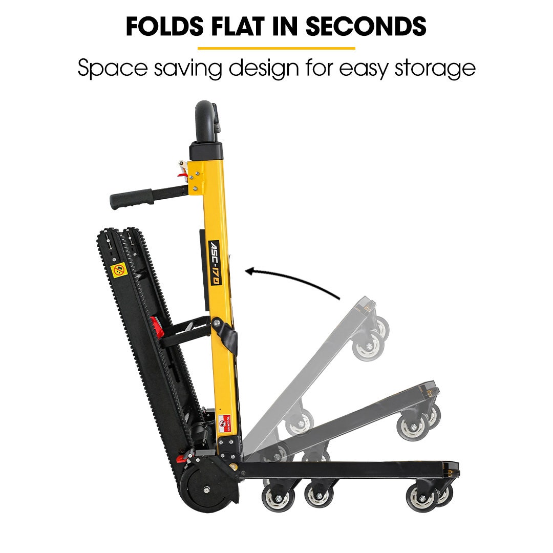 Electric stair climbing hand truck 159kg foldable in yellow