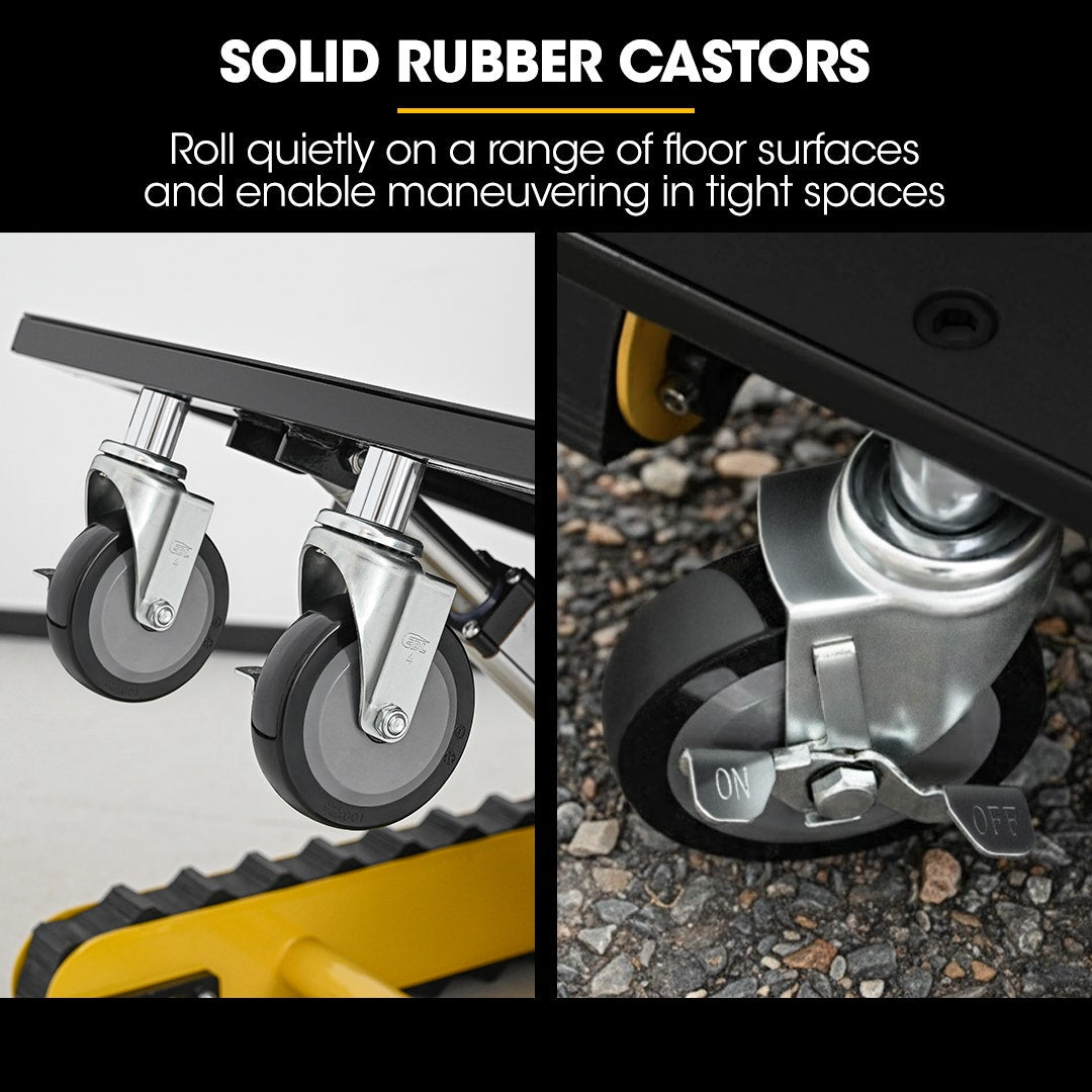 Electric stair climbing hand truck 210kg with adjustable tilt in yellow