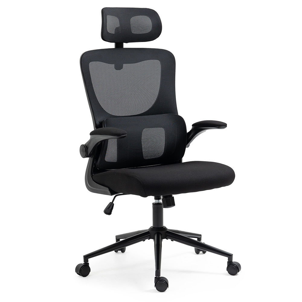 Harvey black ergonomic mesh office chair with headrest