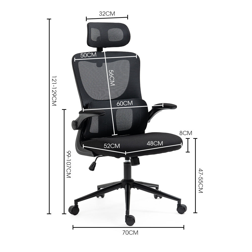 Harvey black ergonomic mesh office chair with headrest