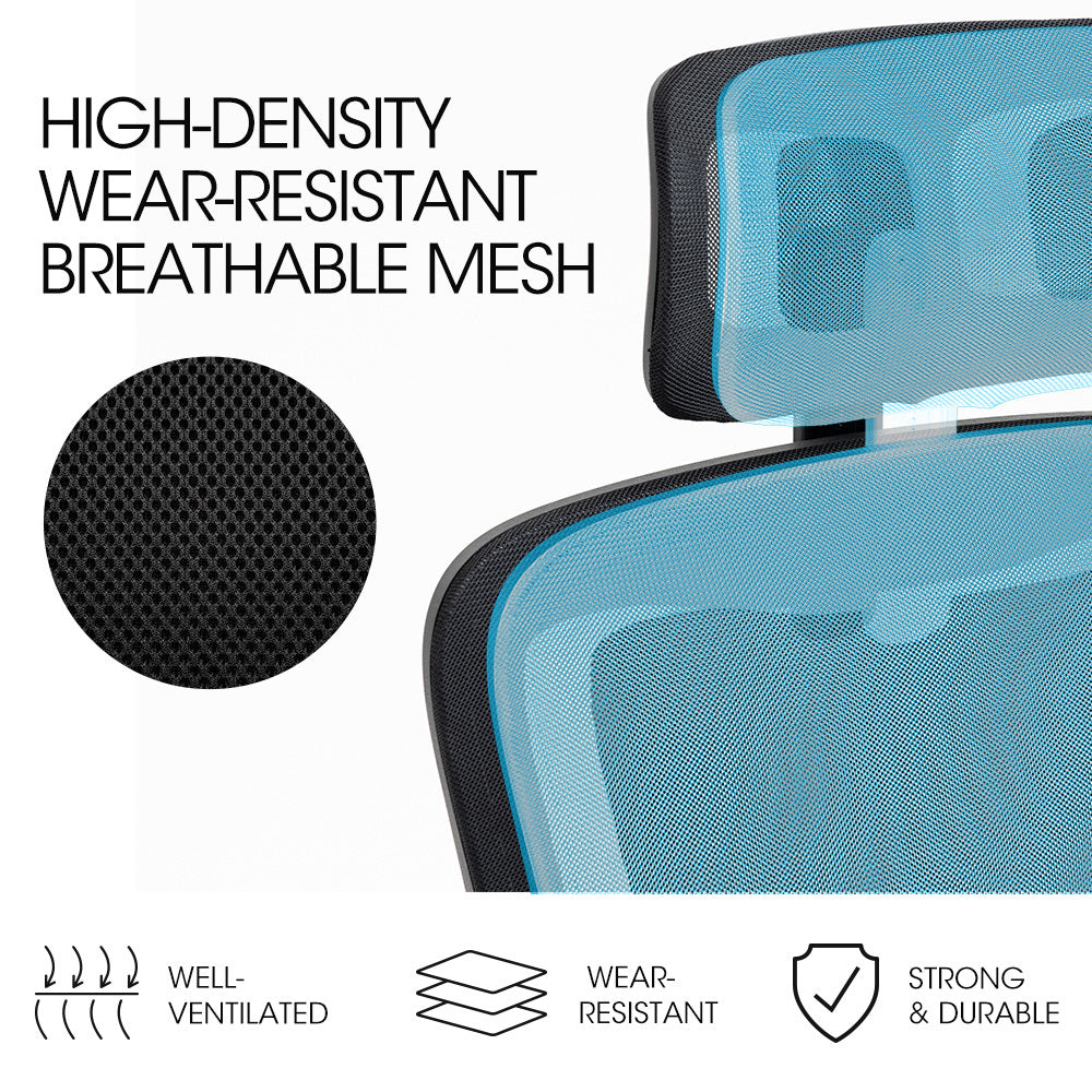 Harvey black ergonomic mesh office chair with headrest