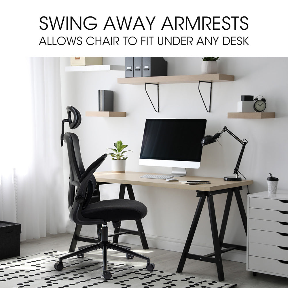 Harvey black ergonomic mesh office chair with headrest