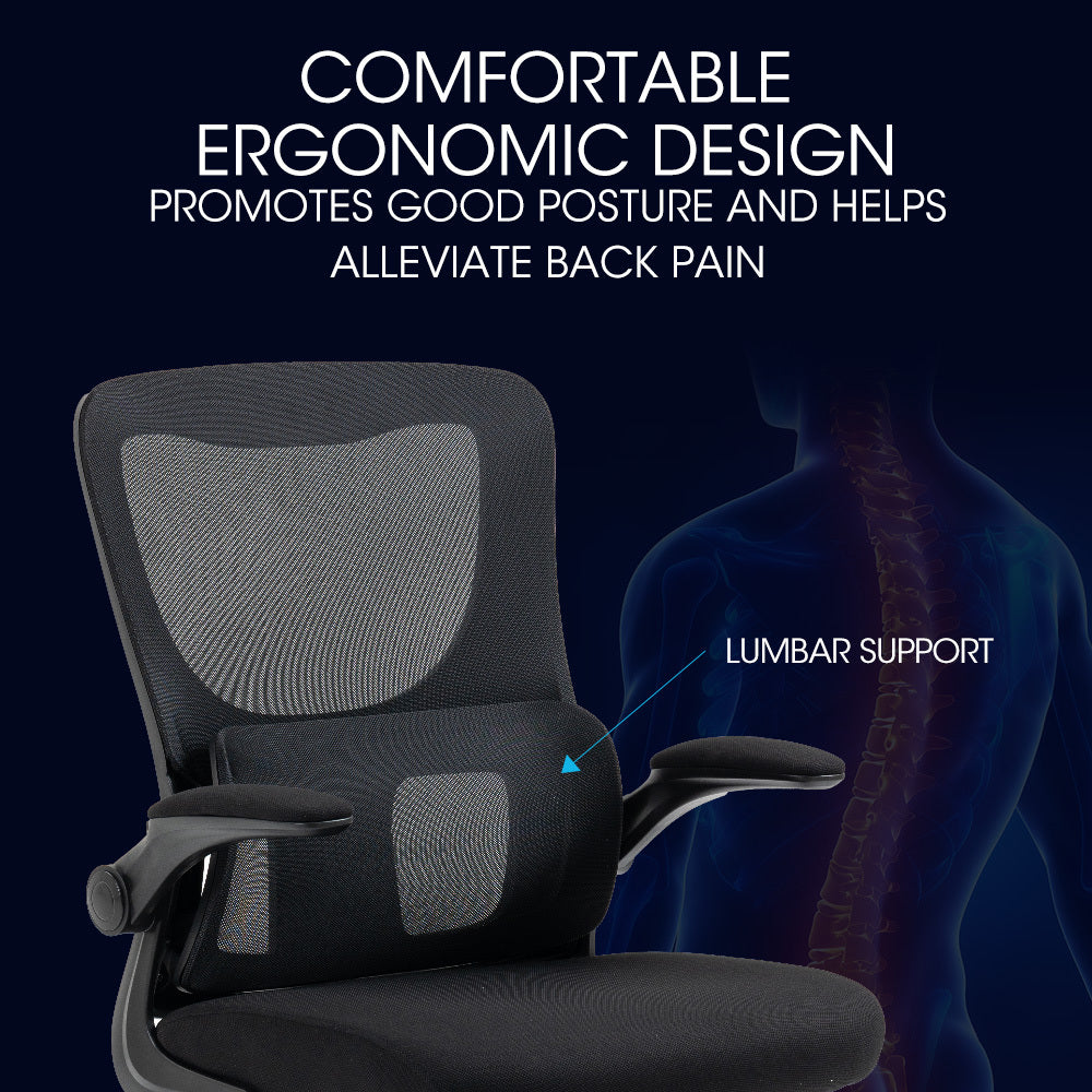 Floreat black ergonomic mesh office chair in a home office