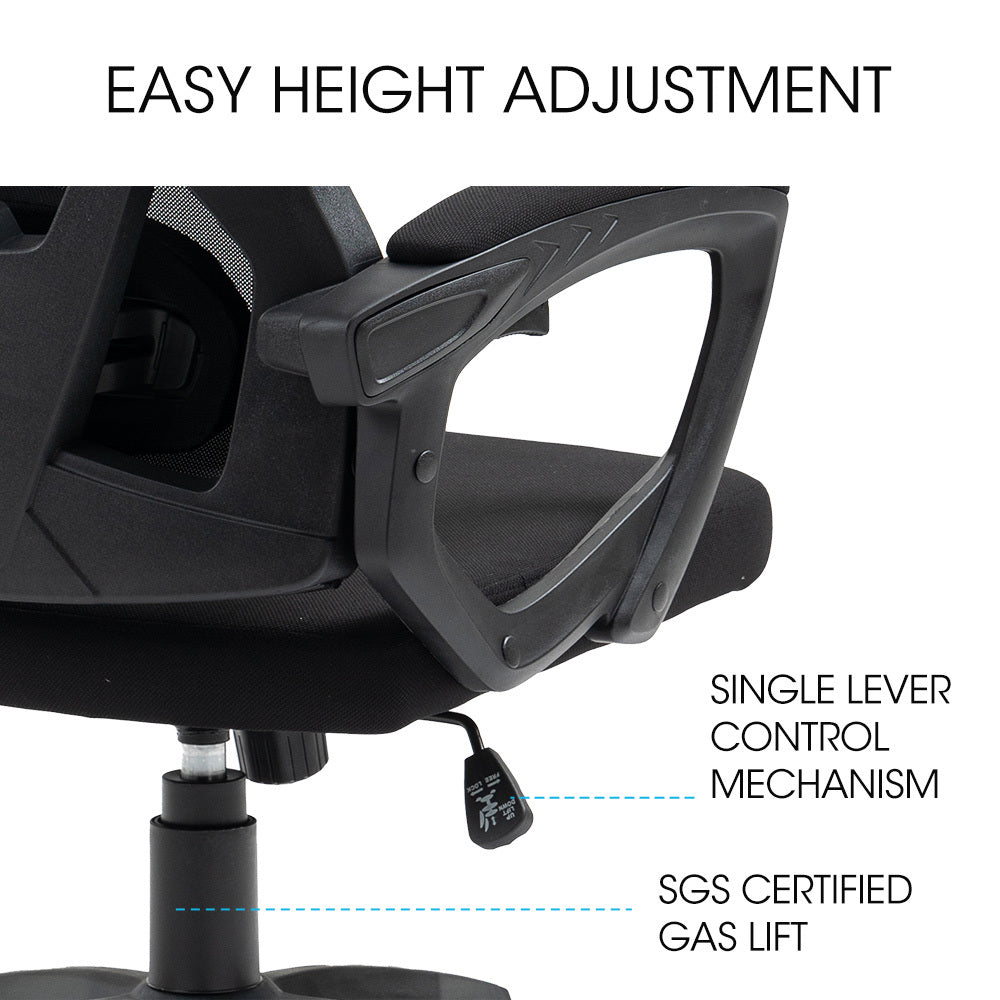 Floreat black ergonomic mesh office chair in a home office