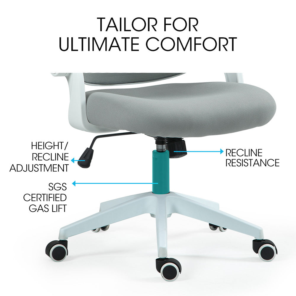 Wagin grey mesh office chair with white frame